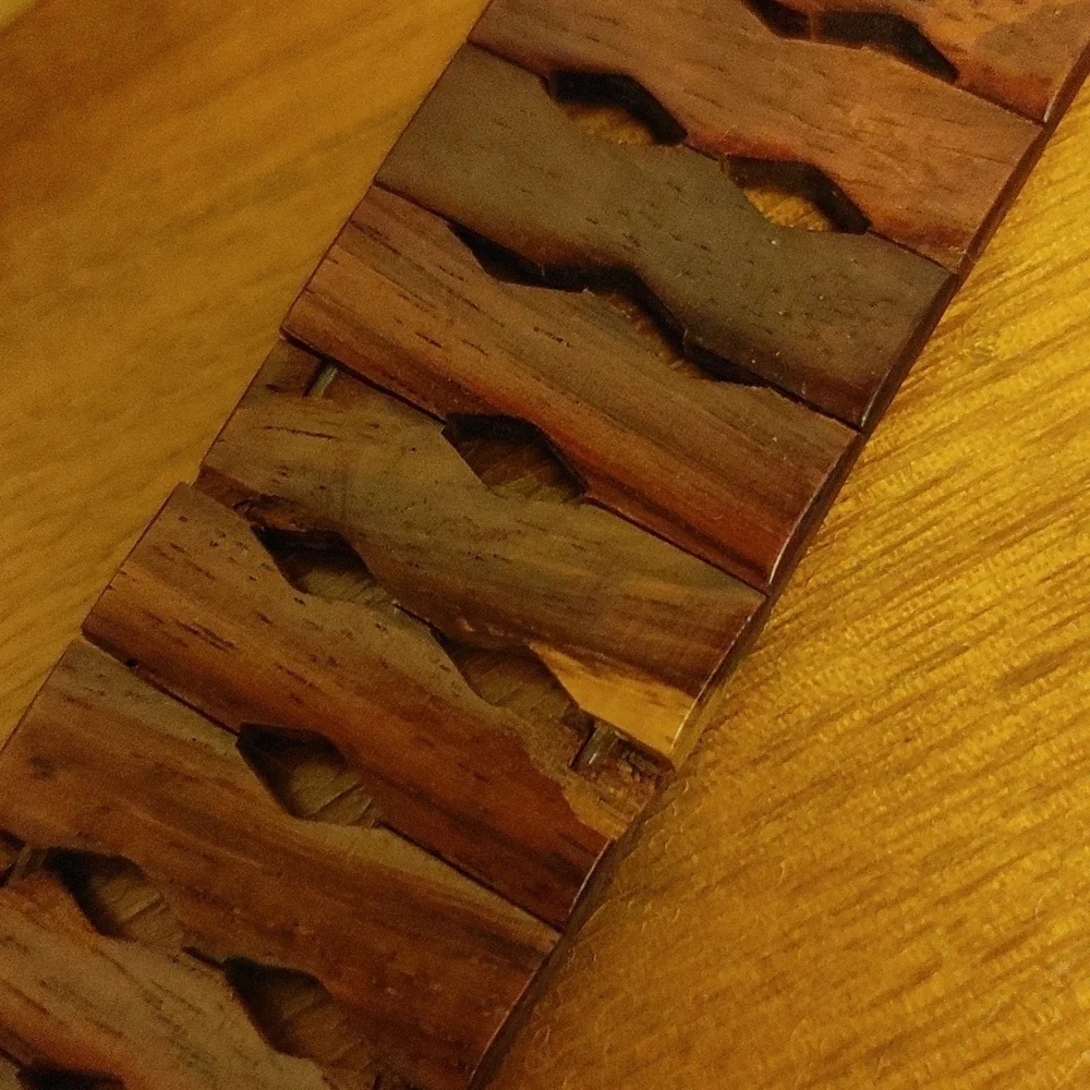 Wooden Articulated Belt w Buckle Wooden Inlay Work Size XS to S